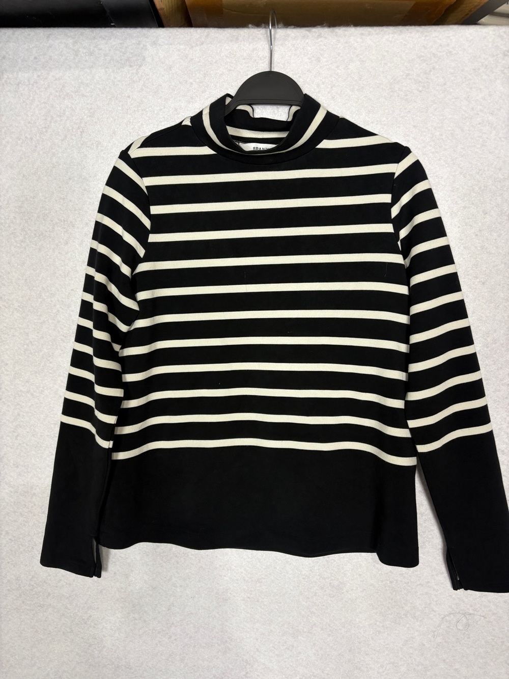 Spanx Black & White Striped Mock Neck Sweater - Women